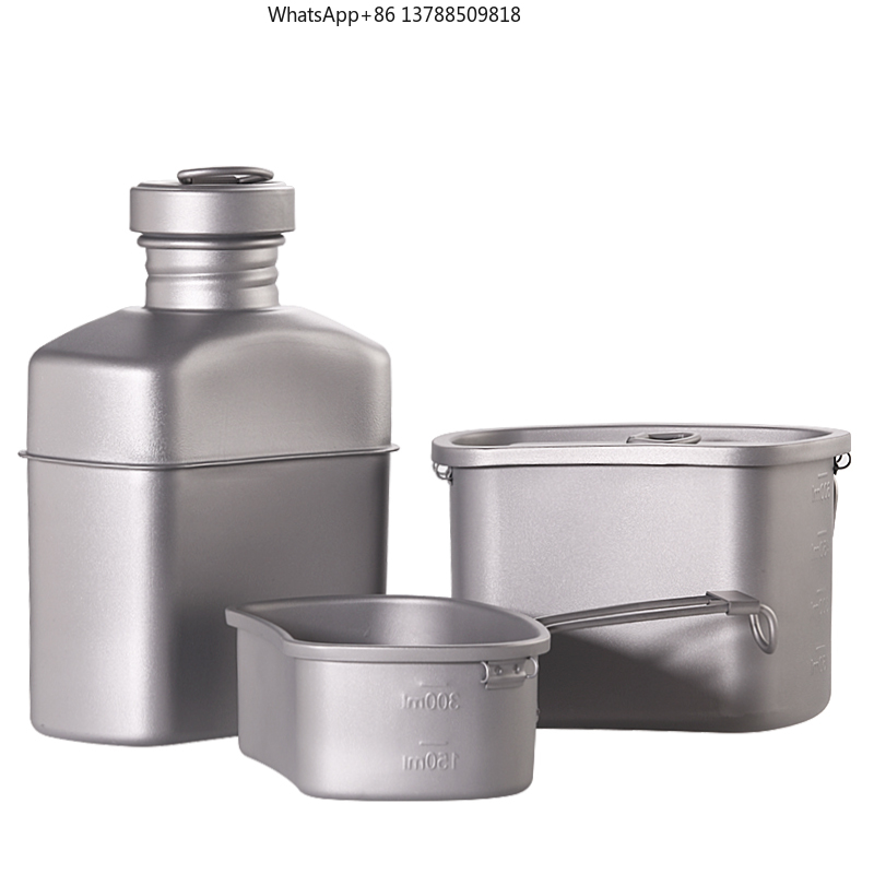 Camping Cooking Accessories Set - Outdoor Camping Titanium Drinkware Set Canteen