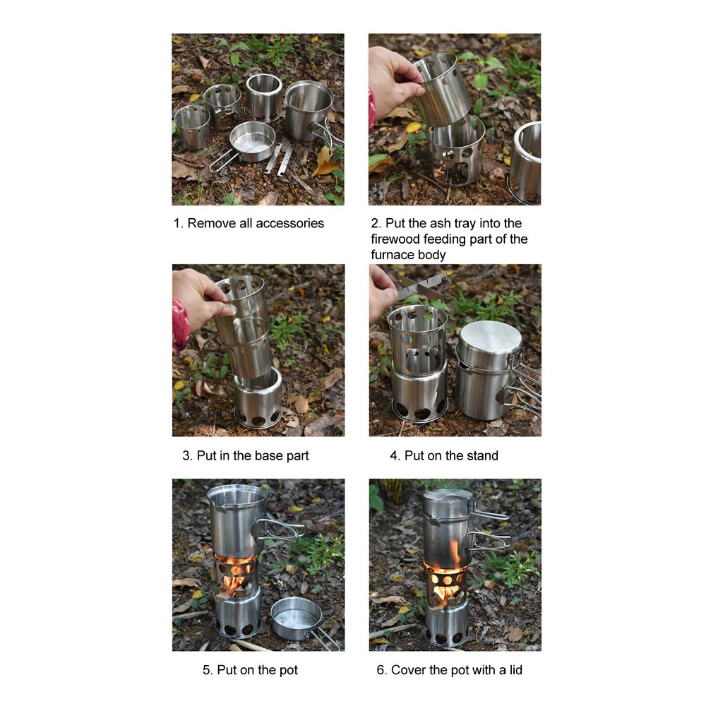 Camping Cooking Set - Durable Stainless Steel Camping Cookware Set