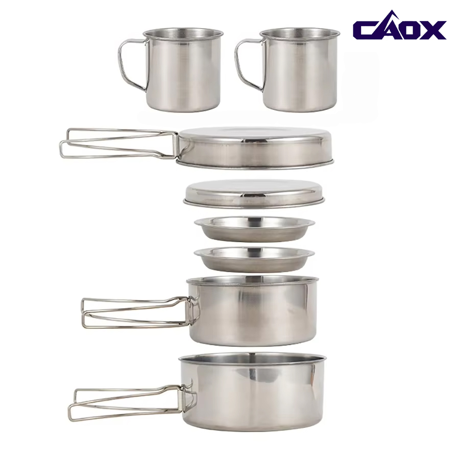Camping Cooking Pack - CAOX 8pcs/Set Camping Cookware Mess Kit