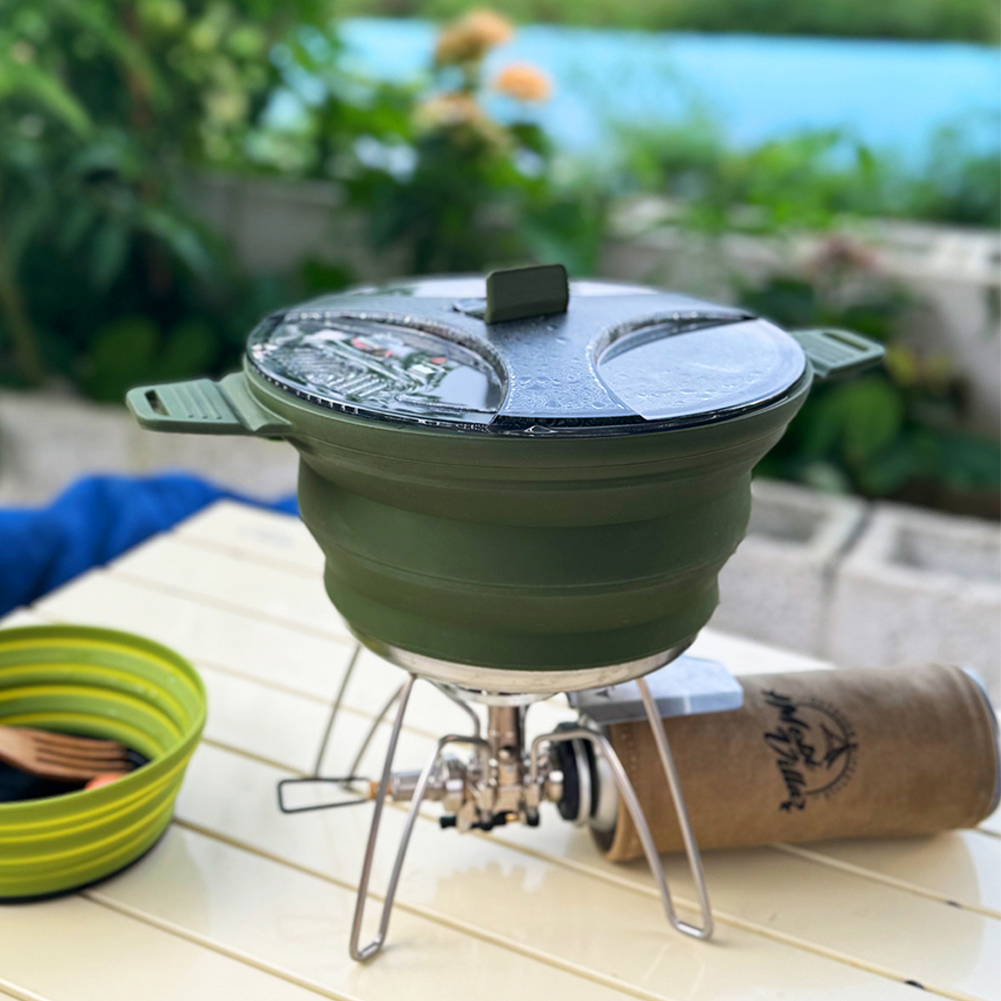 Camping Outdoor Cooking Set - Outdoor Camping Folding Pot, Silicone Hiking