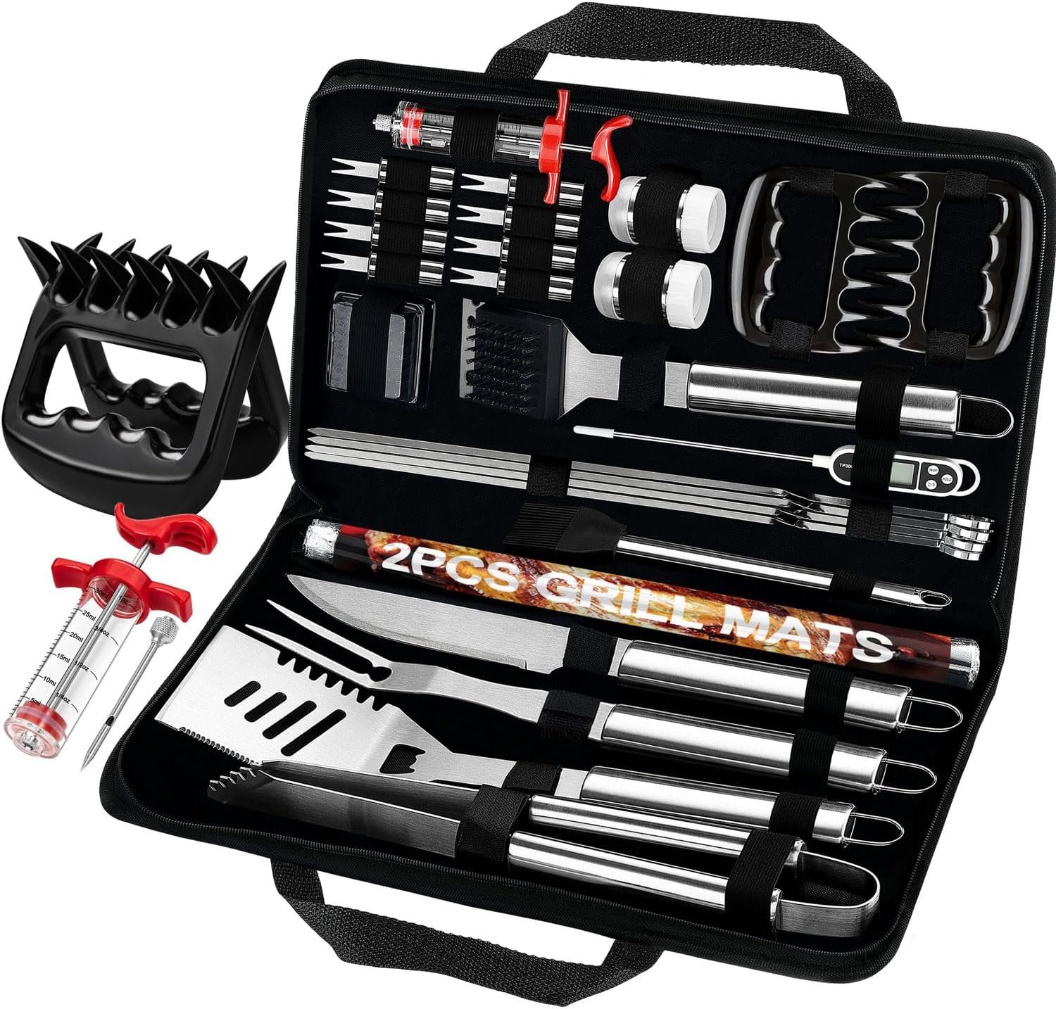 Meat Thermometer Camp - 28Pcs Grilling Accessories in Bag with
