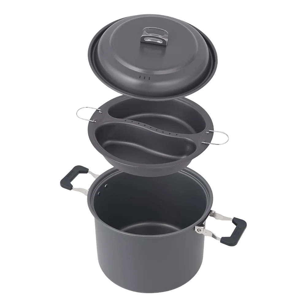 Camping Cooking Accessories Set - 1 Set 6L Outdoor Dual-Purpose Pot