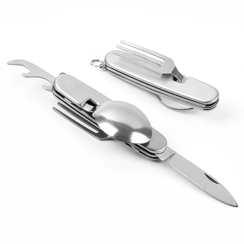 Camping Cooking Knife Set - Camping Tableware Set Stainless Steel Folding