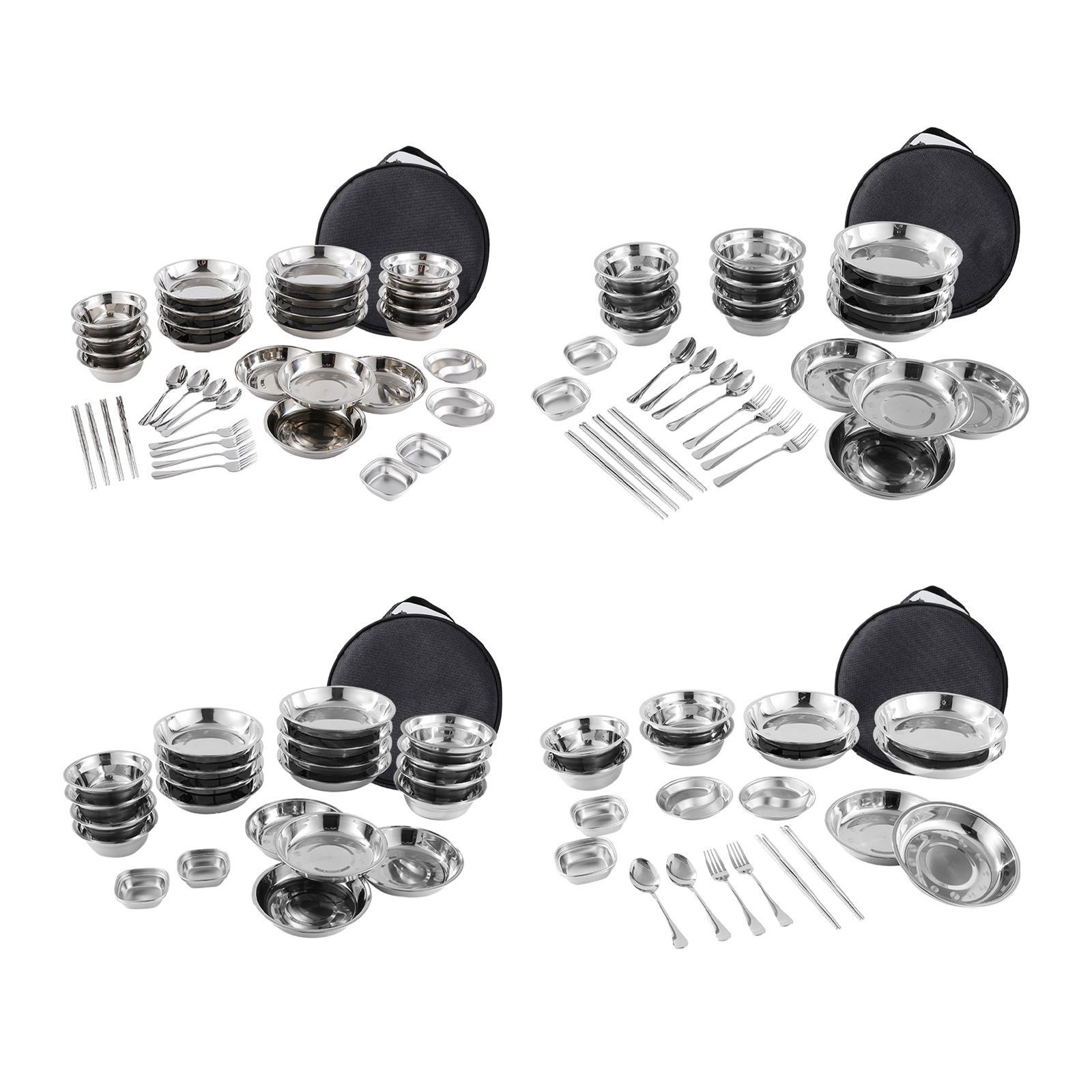 Camping Cooking Pack - Stainless Steel Plates and Bowls Camping