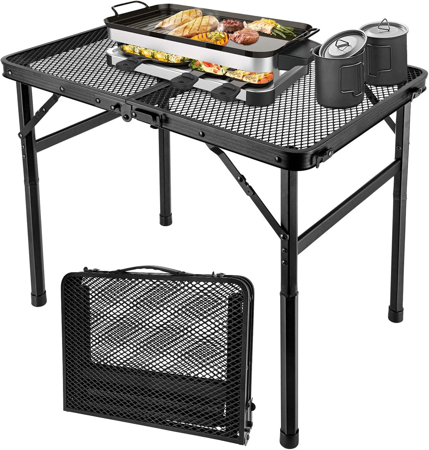 Camping Cooking Meat - 2x1.3 FT Folding Camping Table, Portable
