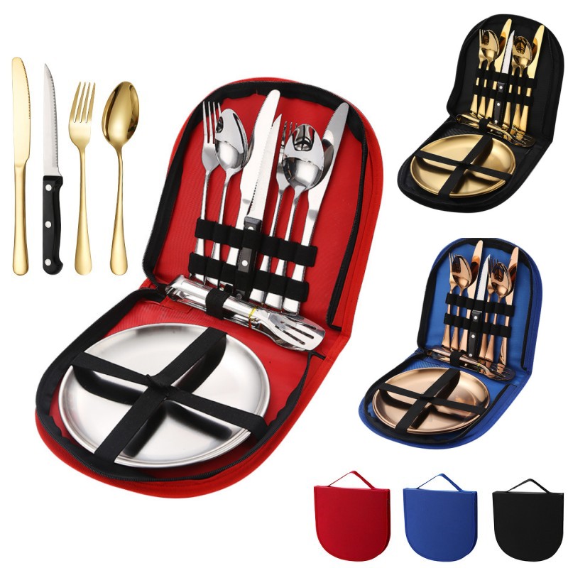 Camping Cooking Pack - 10PCS Camping Cutlery Set Hiking Stainless
