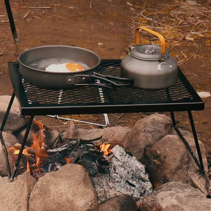 Camping Cooking Table - Outdoor Grid Folding Table Multifunctional Camping