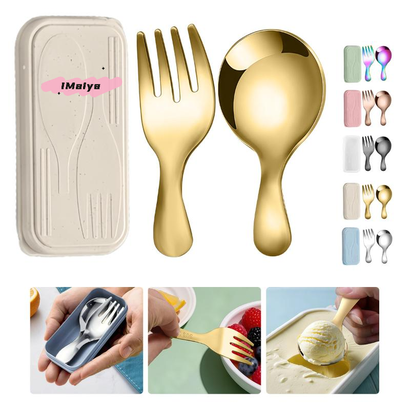 Camping Cooking Kit Box - 2Pcs Stainless Steel Tableware Set -