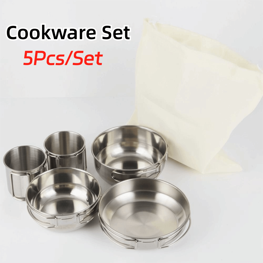 Camping Cooking Set - 5Pcs 304 Stainless Steel Camping Cookware