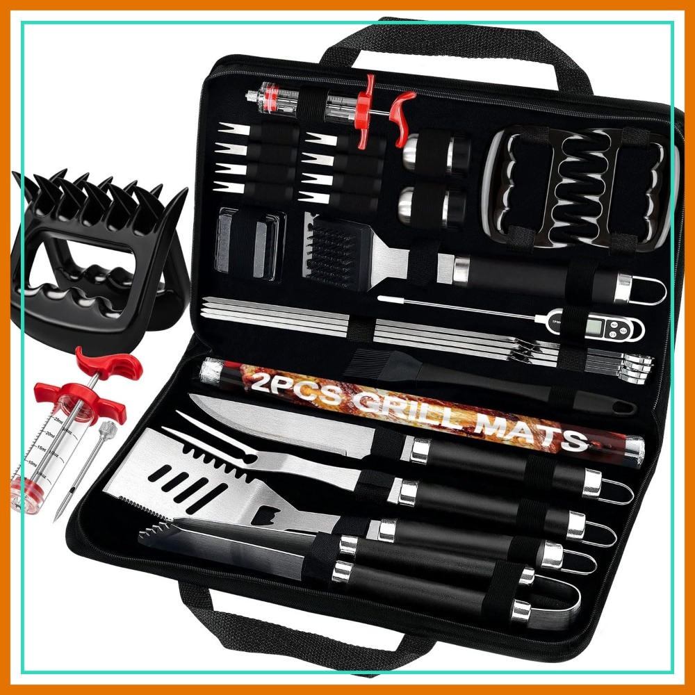 Meat Thermometer Camp - 28Pcs BBQ Grilling Accessories Set with