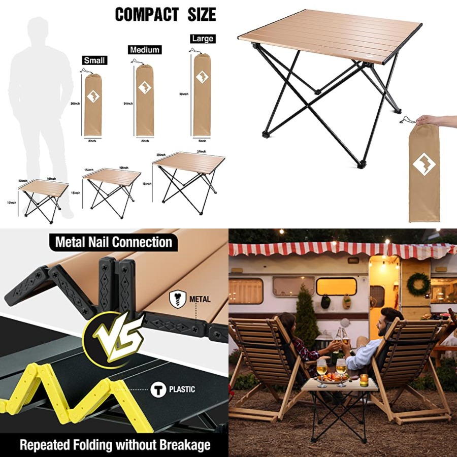 Camping Cooking Table - Por Side, Ultralight Aluminum Folding Beach