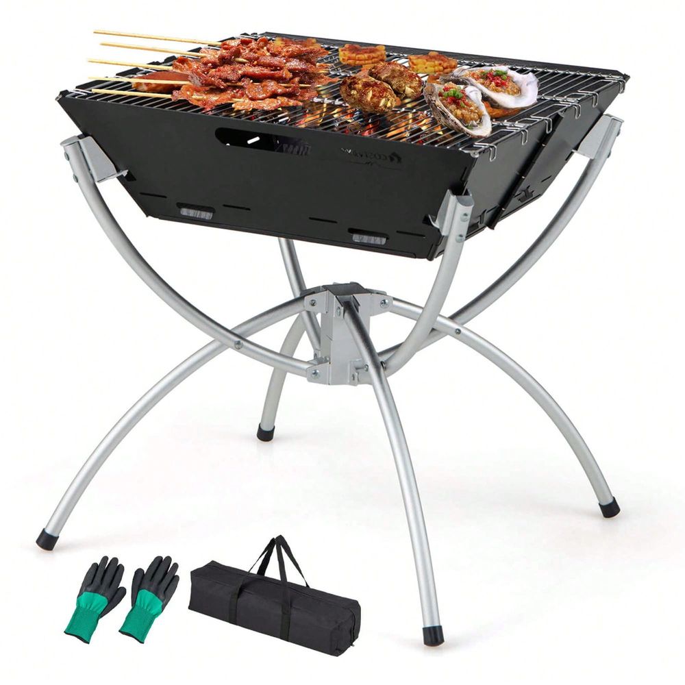 Camp Grill Portable Folding - 3In1 Portable Charcoal Grill Folding Camping