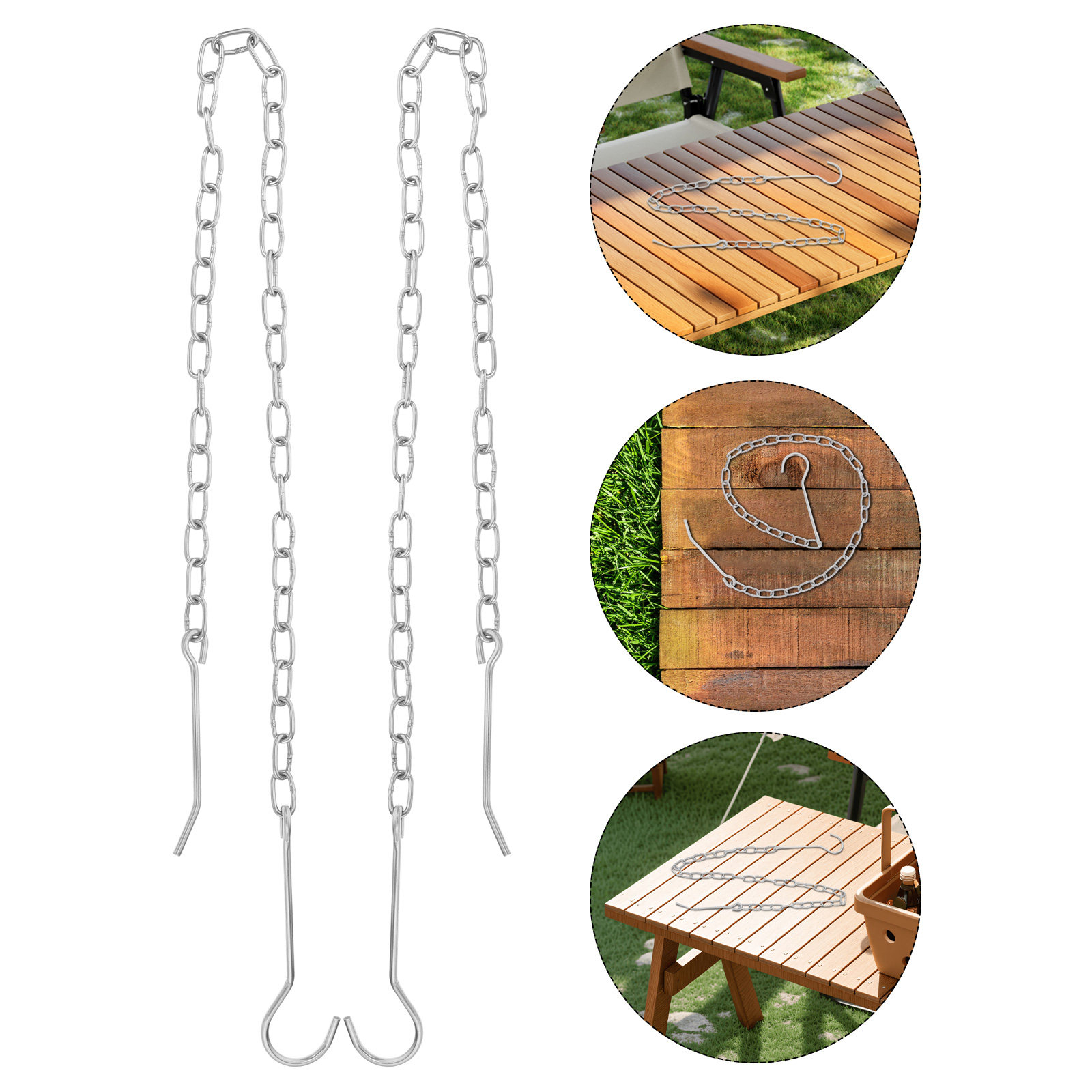 Camping Double Cooking Stove - 2Pcs Stainless Steel Hanging Chain Double-End