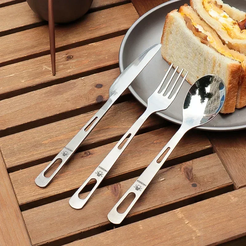 Camping Cooking And Cutlery Set - HWZBBEN Titanium Fork Spoon Knife Set