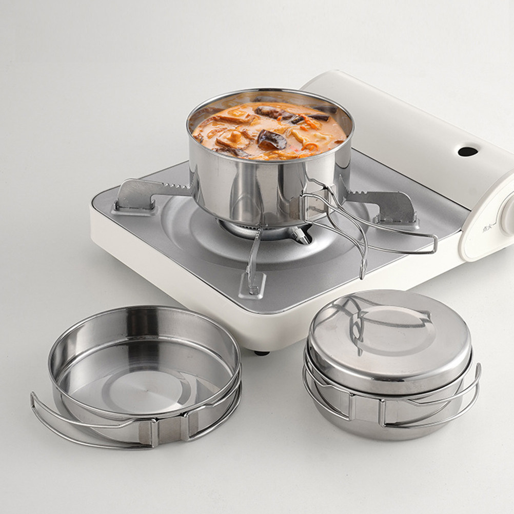 Camping Cooking Set - 1Set Stainless Steel Camping Cookware Portable