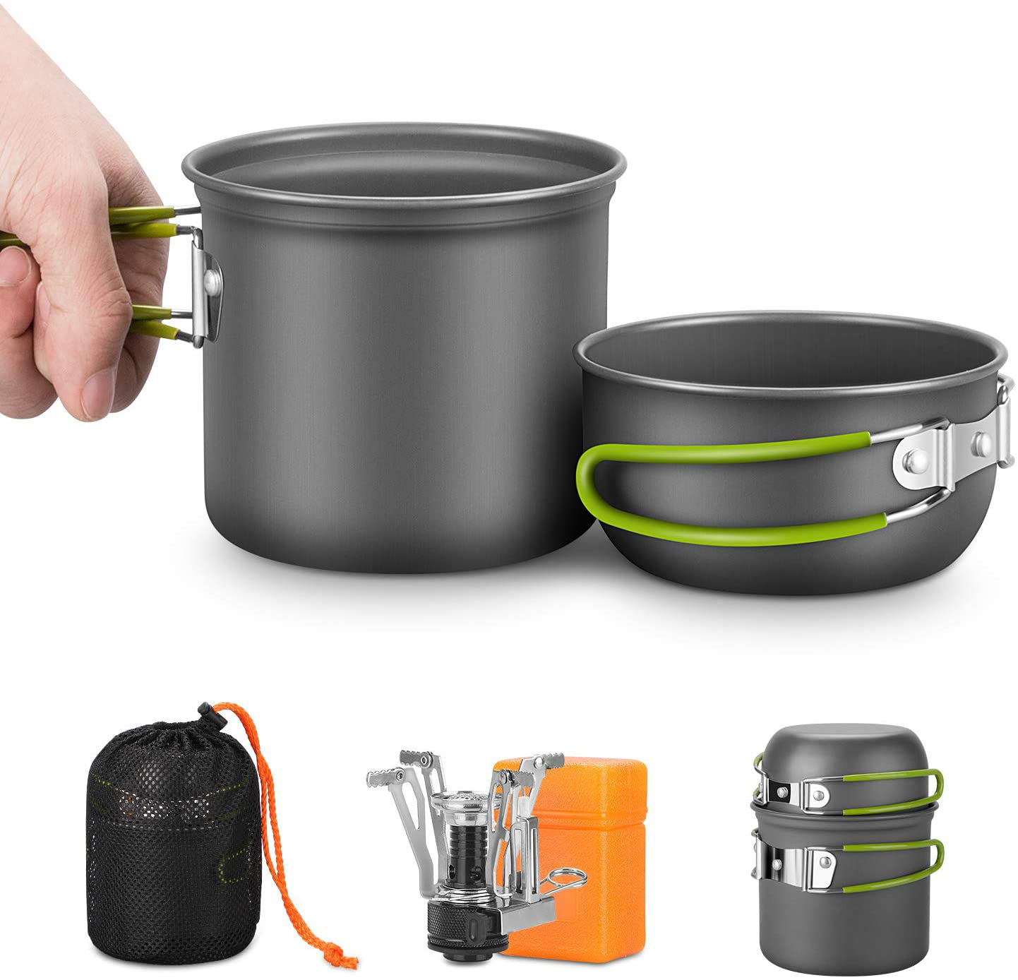 Camping Cooking Kit Box - Camping Cookware Kit with Stove Outdoor