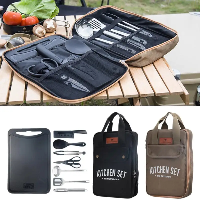 Camping Cooking Pack - 8pcs Camping Kitchen Cookware Set Portable