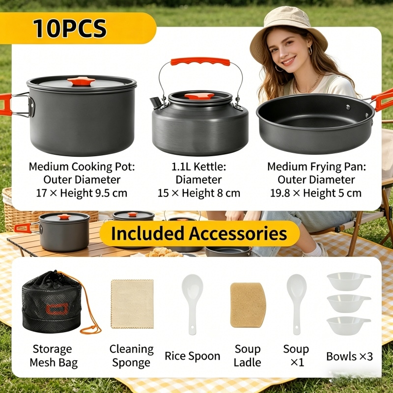 Camping Cooking Set - Home Household Camping Cookware Set with