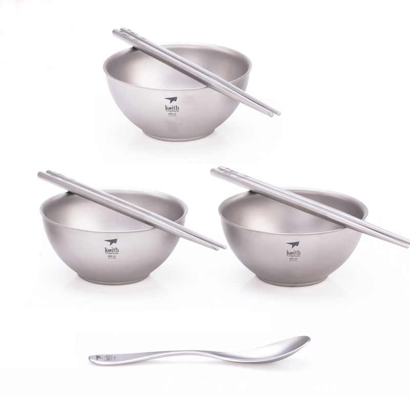 Camping Cooking Kit Box - Keith Cooking Set, Titanium Bowl Chopsticks