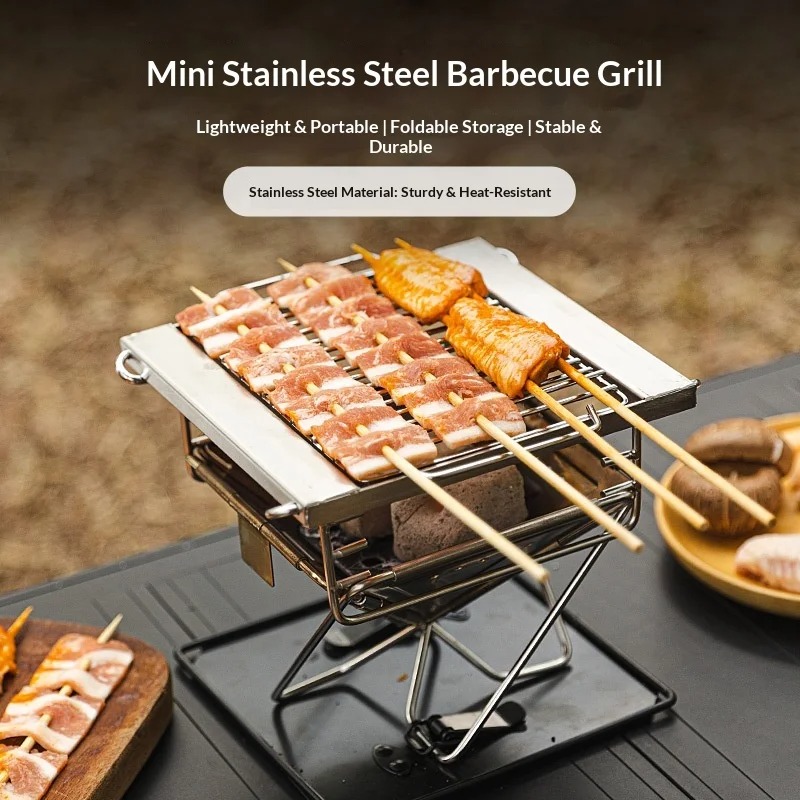 Camp Grill Portable Folding - Outdoor Camping Folding Grill Stainless Steel
