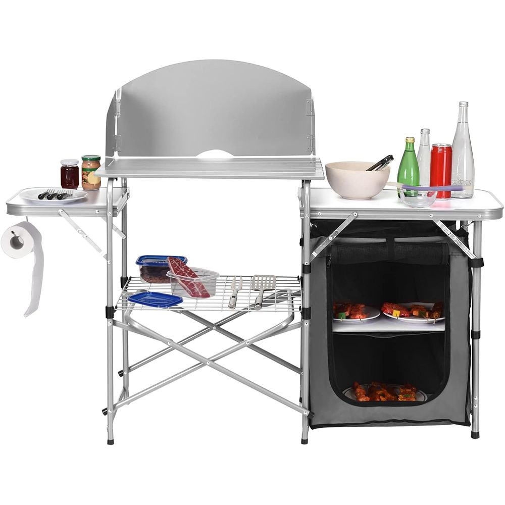 Camping Cooking Table - Camping Kitchen Table, Portable Outdoor Cooking