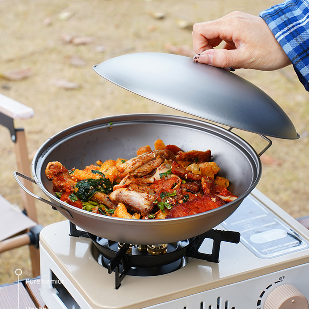 Titanium Wok Pan with Lid Doub - Camping Cooking Hardware incelemesi ve fiyatı
