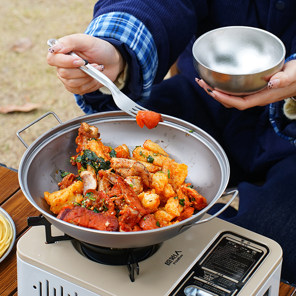Titanium Wok Pan with Lid Doub - Camping Cooking Hardware incelemesi ve fiyatı