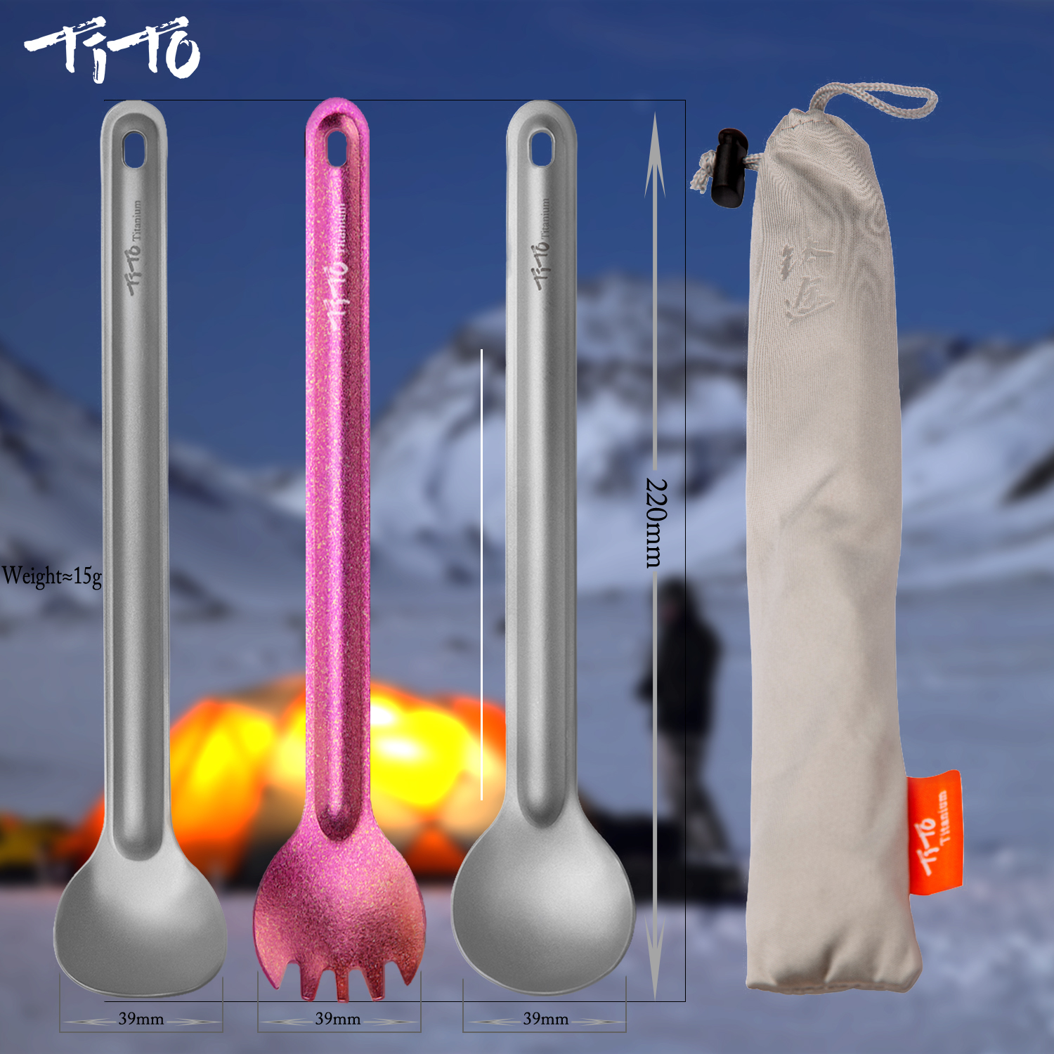 TiTo Titanium Spork Spoon Long - Camping Cooking Hardware incelemesi ve fiyatı