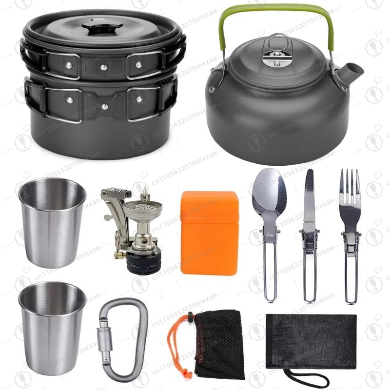 Outdoor aluminum cookware 10-p - Camping Cooking Accessories Set incelemesi ve fiyatı