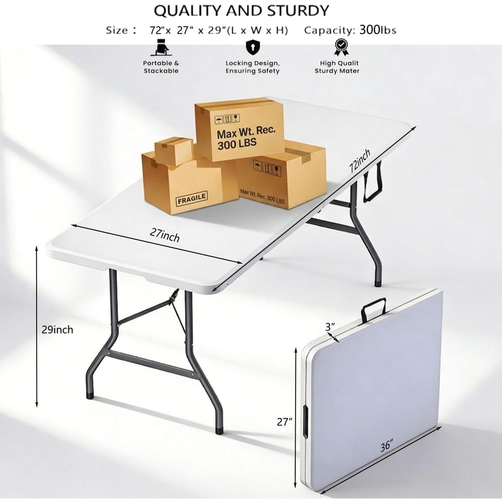 6ft Portable Folding Table, Wh - Camping Cooking Table incelemesi ve fiyatı