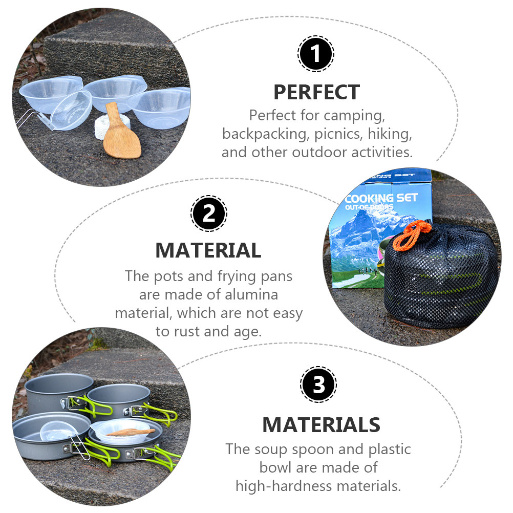 1Set Portable Camping Cookware - Camping Cooking Set incelemesi ve fiyatı