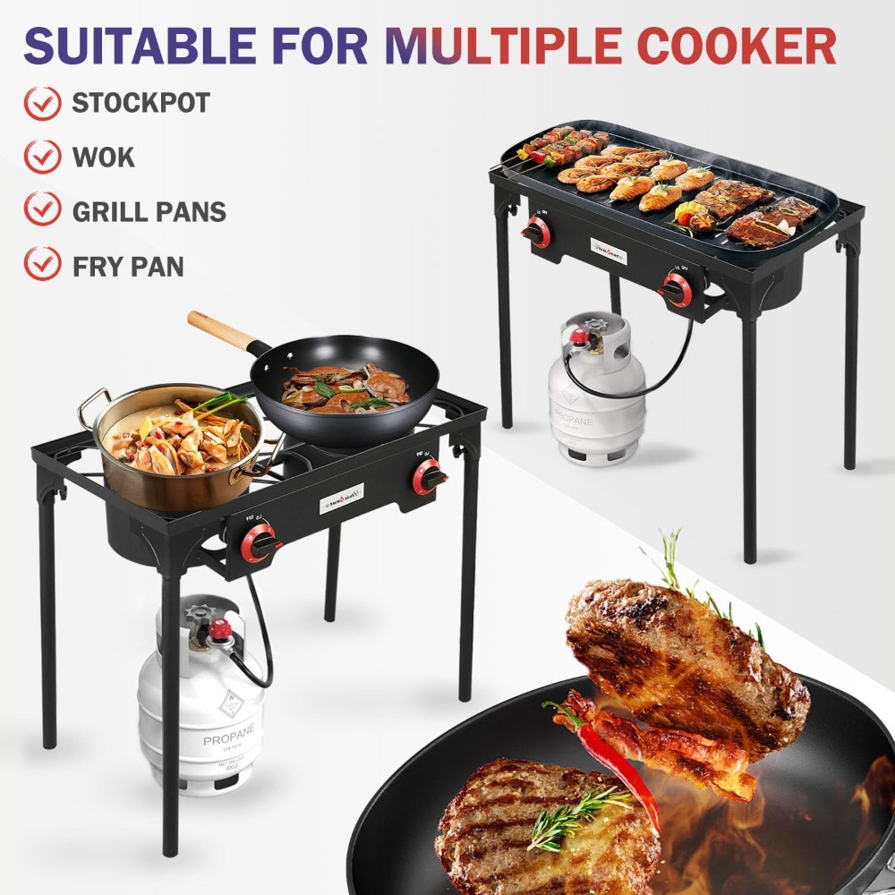 Portable Propane Grill 2 Burne - Camping Double Cooking Stove incelemesi ve fiyatı
