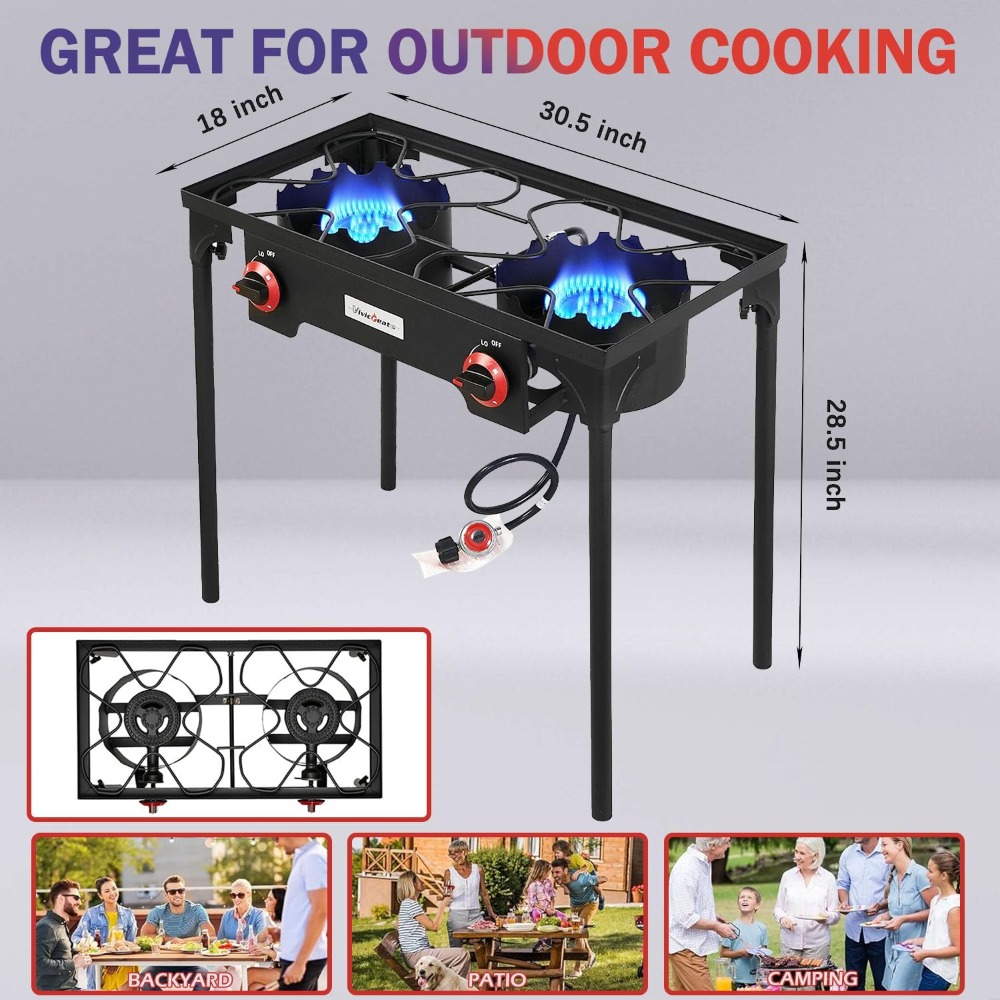 Portable Propane Grill 2 Burne - Camping Double Cooking Stove incelemesi ve fiyatı