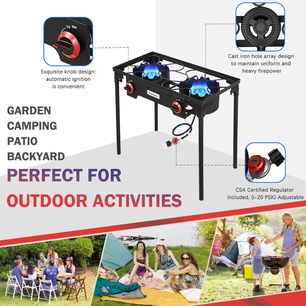 Portable Propane Grill 2 Burne - Camping Double Cooking Stove incelemesi ve fiyatı
