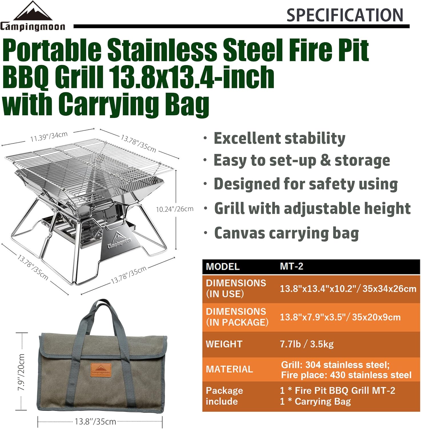 Portable Campfire BBQ Grill 14 - Camping Cooking Portable incelemesi ve fiyatı