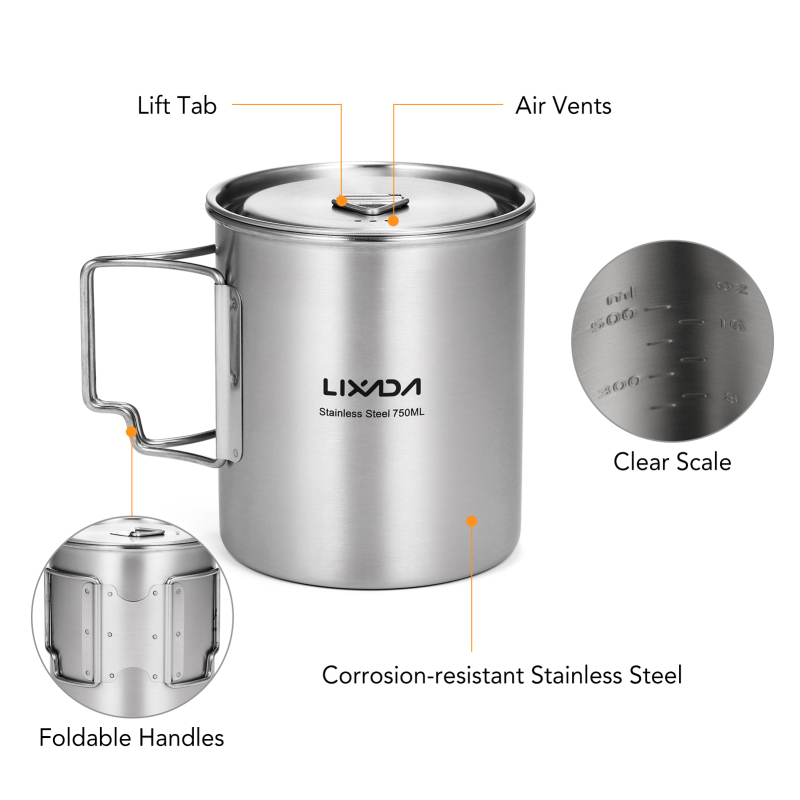 Lixada 750ml Cup Outdoor Stain - Camping Cooking And Cutlery Set incelemesi ve fiyatı