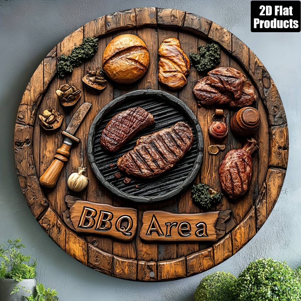 2D Flat, 1pc Vintage BBQ Sign  - Camping Cooking Meat incelemesi ve fiyatı