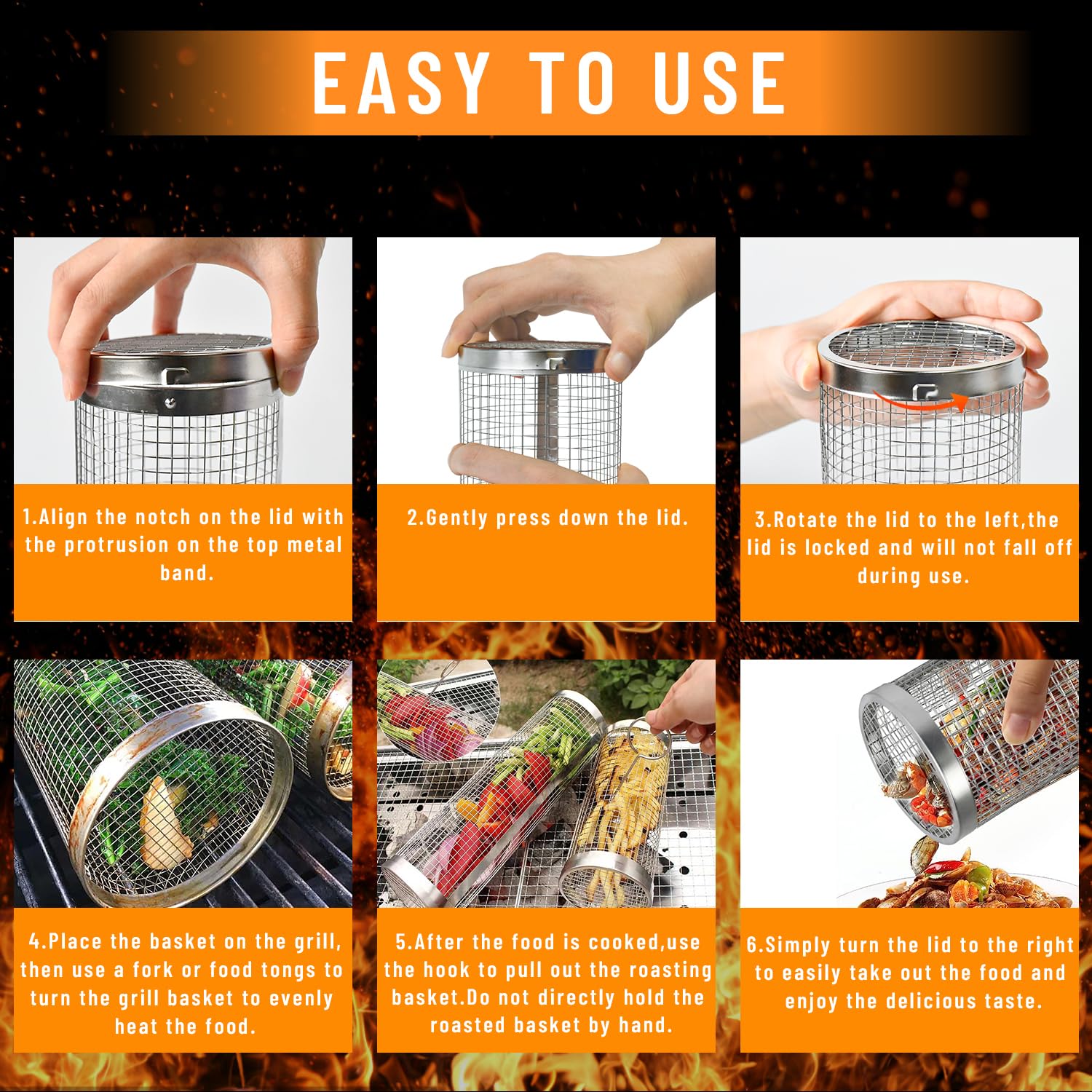 2 Pieces Rolling Grilling Bask - Camping Cooking Accessories Set incelemesi ve fiyatı