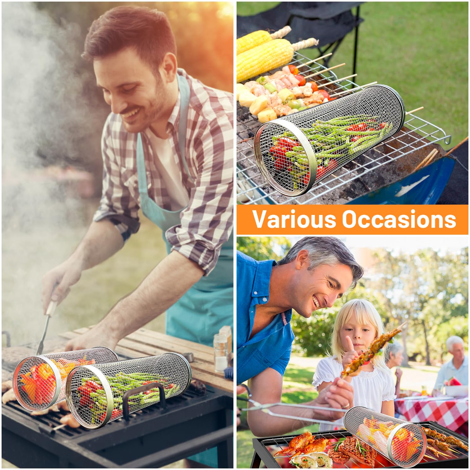 2 Pieces Rolling Grilling Bask - Camping Cooking Accessories Set incelemesi ve fiyatı
