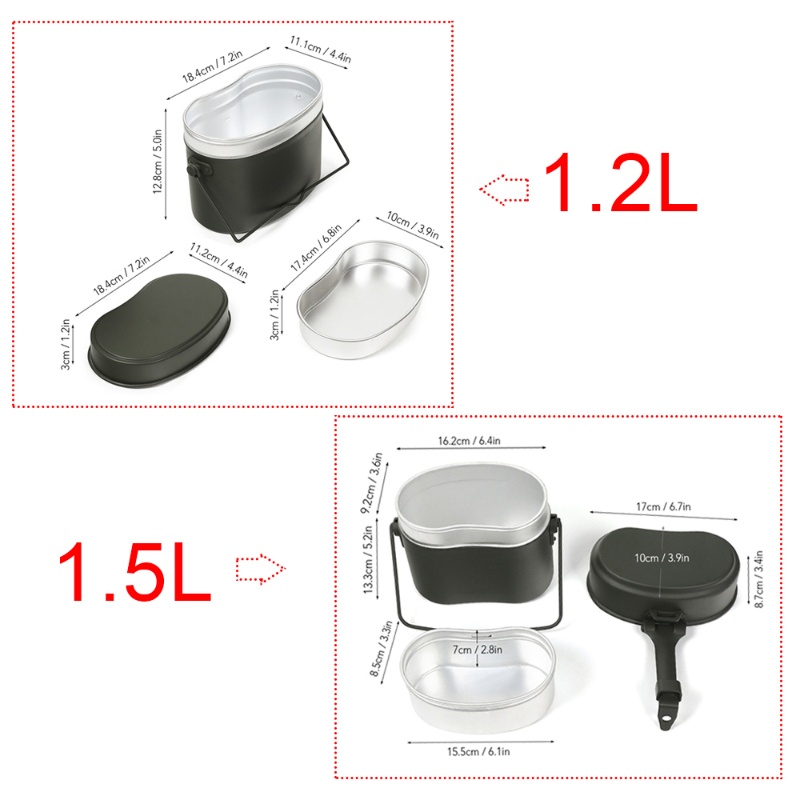 1.5L Outdoor Military Canteen  - Camping Cooking Kit Box incelemesi ve fiyatı